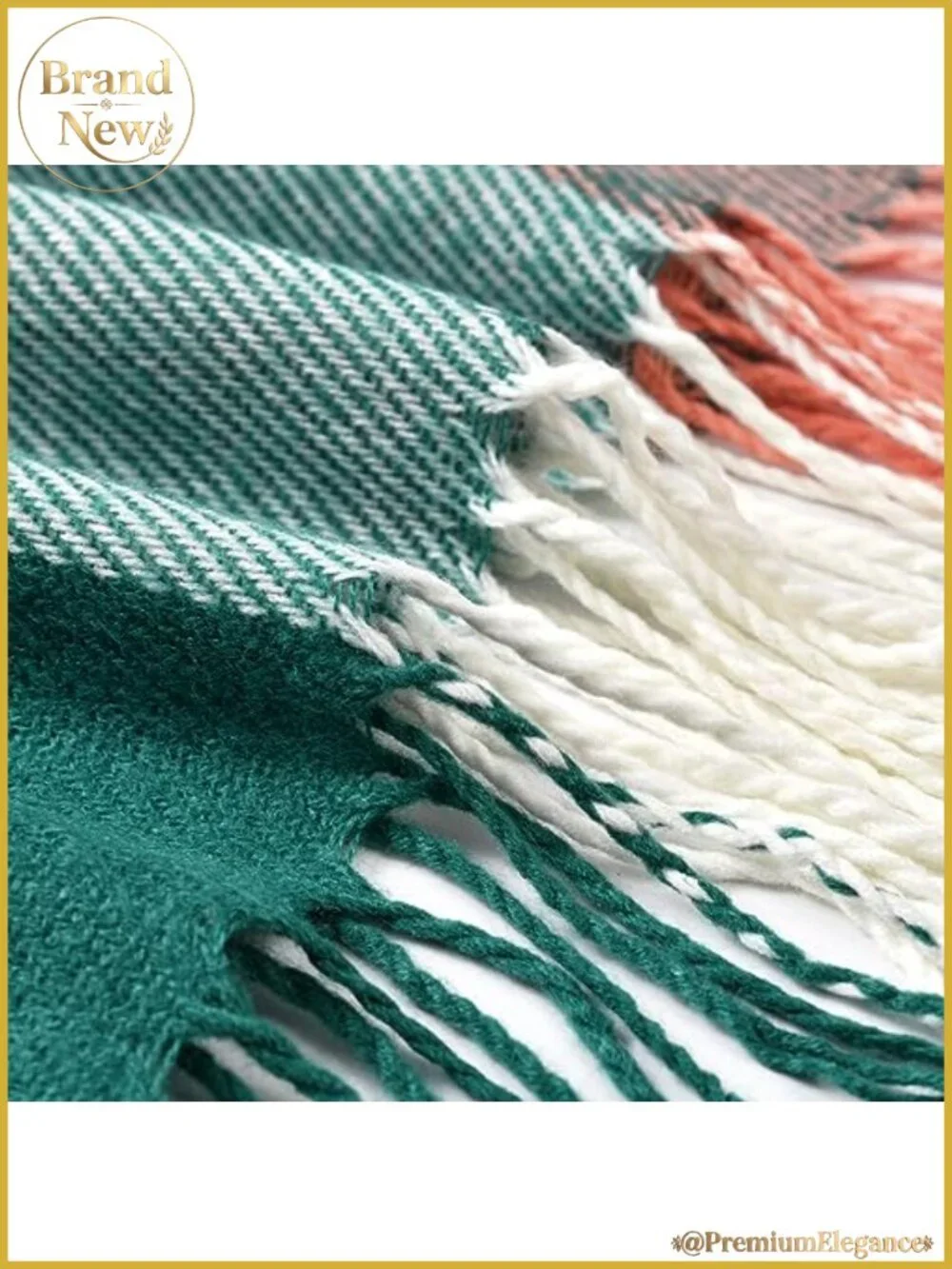 Oversized Plaid Winter Scarf Soft Warm Shawl Wrap Tassel Trim Women